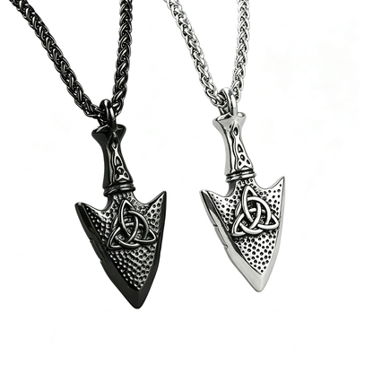Men's Steel Celtic Knot Spearhead Pendant Necklace