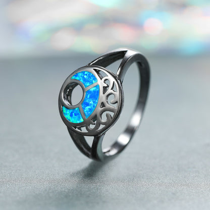 Women's Hollow Crescent Opal Ring