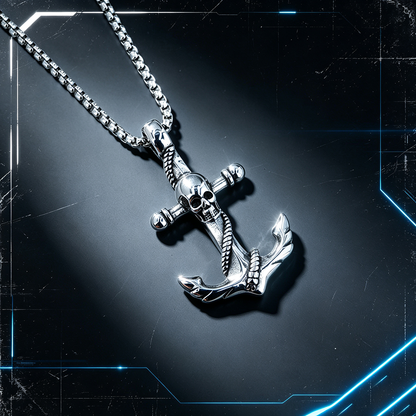 Men's Steel Anchor Pendant Necklace