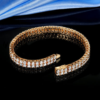 Women&Men's 3mm Zircon-Encrusted Spring Clasp Double-Row Cuban Tennis Bracelet