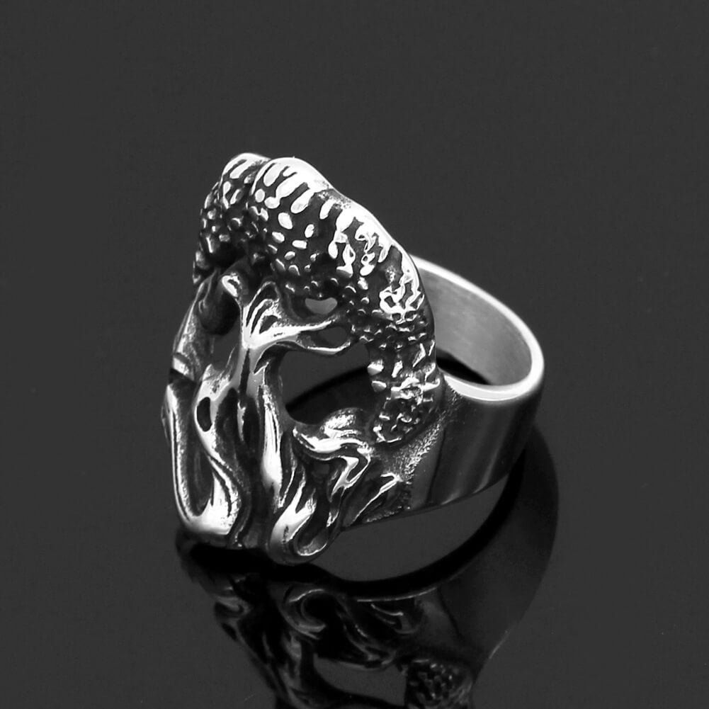 Vintage Solid Stainless Steel Punk Hollow Tree of Life Ring for Men