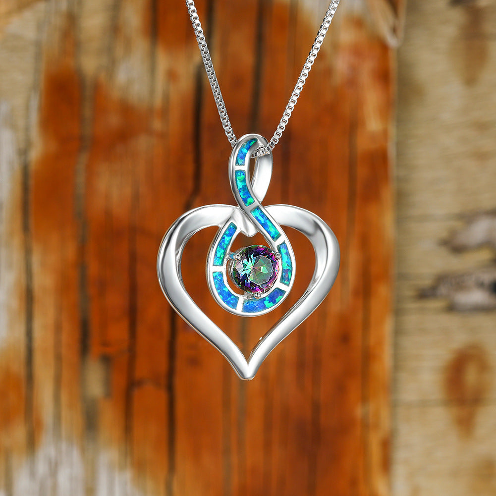 Opal Heart-shaped infinity necklace