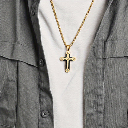 Men's Camouflage Carbon Fiber European-Style Cross Pendant Necklace