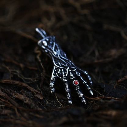 Men's Vintage Skull Hand Pendant Necklace