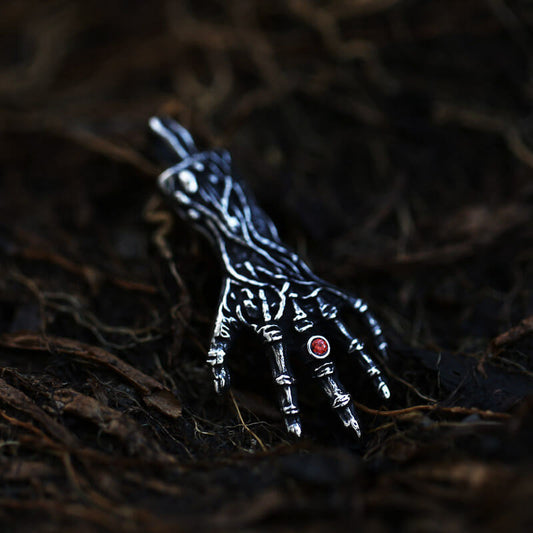 Men's Vintage Skull Hand Pendant Necklace