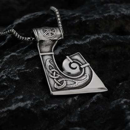 Men's Steel Viking Celtic Knot Axe Pendant Necklace