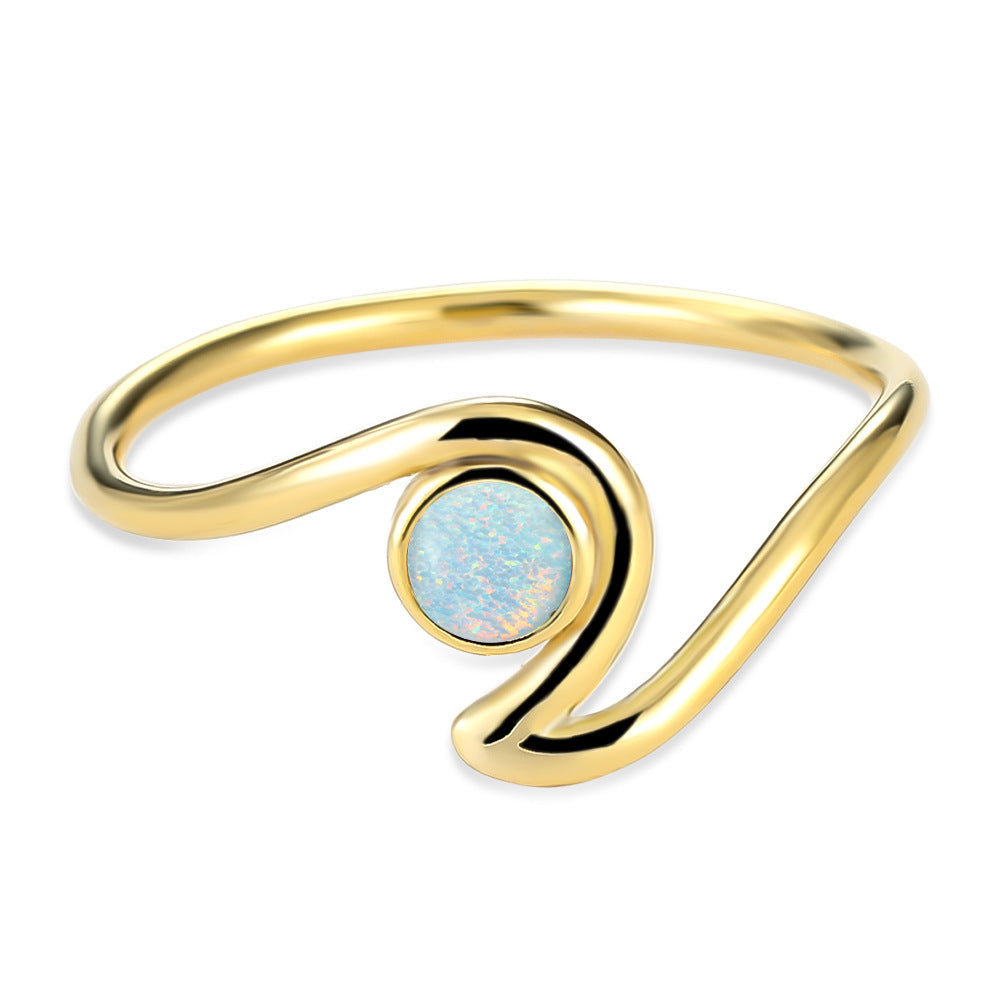 Women's Wave Shape Opal Adjustable Ring
