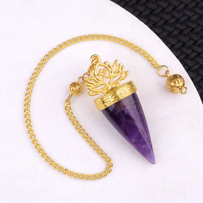 Ancient Golden lotus cone meditation yoga crystal spirit pendulum