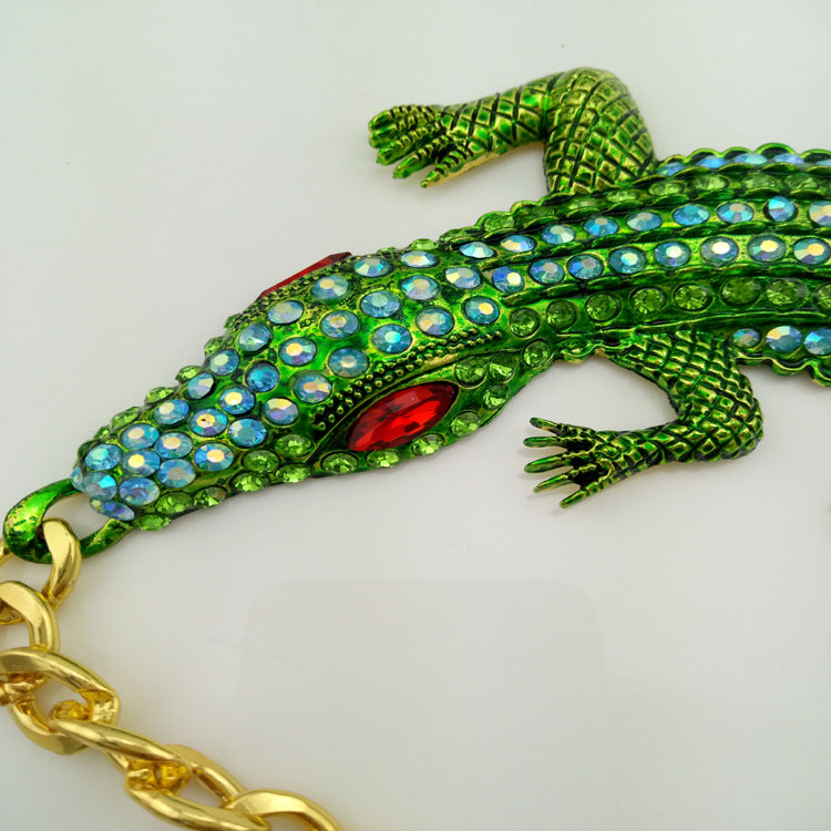 Hip-Hop Vintage Large Crocodile-Shaped Cuban Chain Pendant Necklace