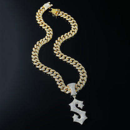 Hip-Hop English Letter S Cuban Chain Pendant Necklace