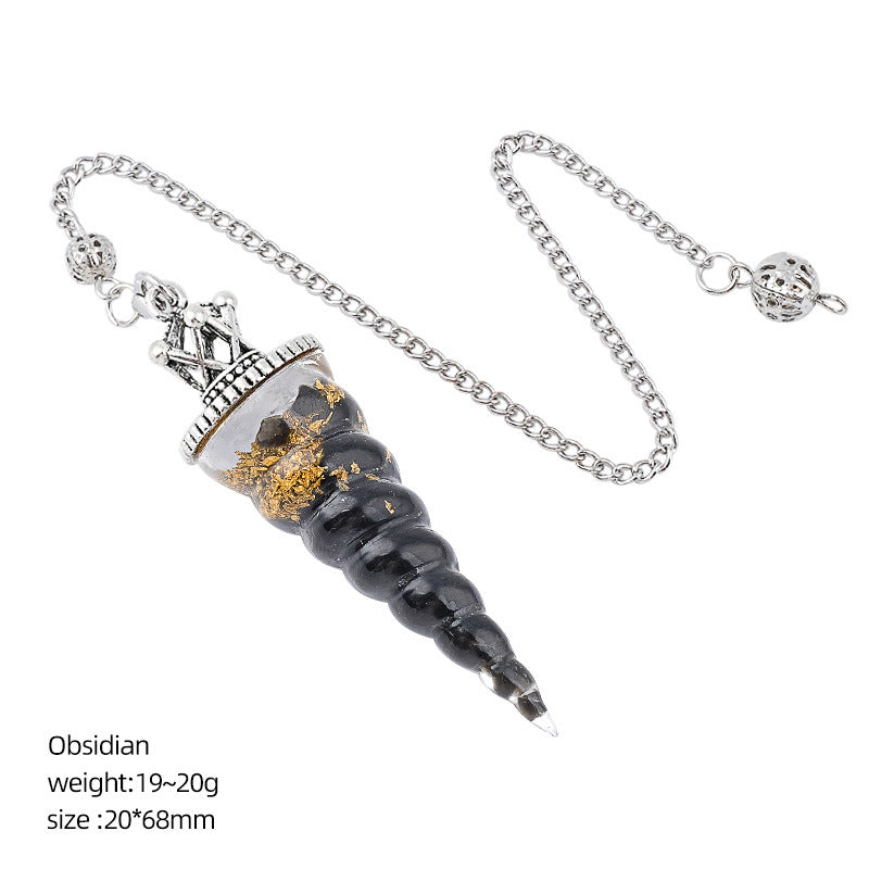 Crown-Headed Spiral Conical Yoga Meditation Adjustable Frequency Crystal Resin Spirit Pendulum