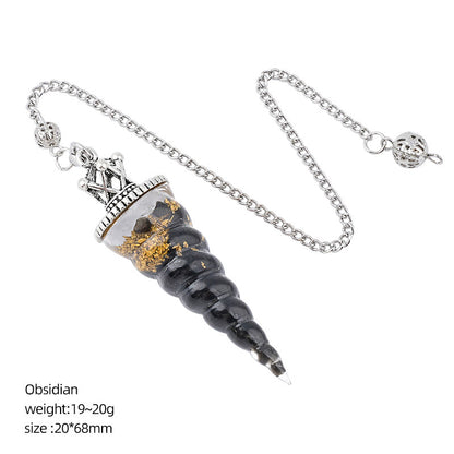 Crown-Headed Spiral Conical Yoga Meditation Adjustable Frequency Crystal Resin Spirit Pendulum