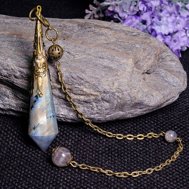 Vintage 12-Faceted Labradorite Meditation Pendulum