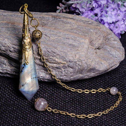 Vintage 12-Faceted Labradorite Meditation Pendulum