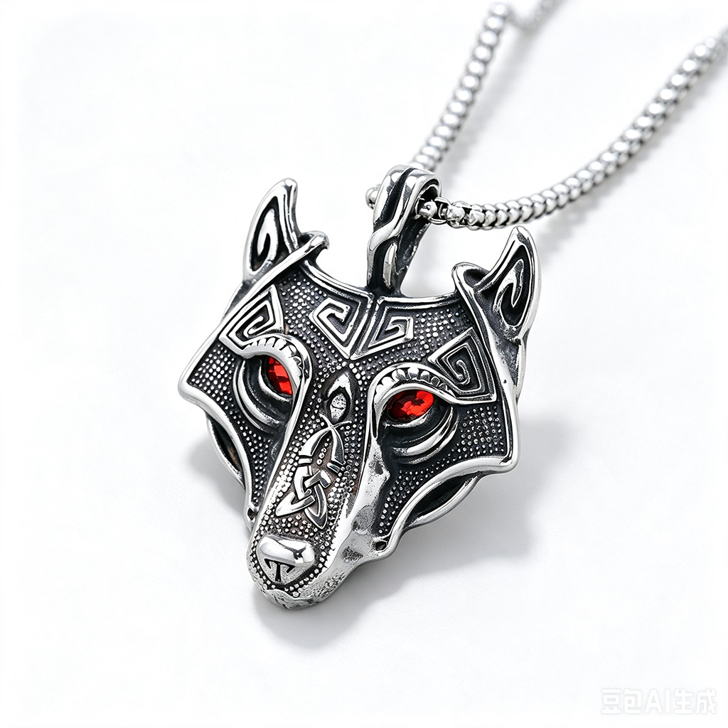Vintage Stainless Steel Wolf Head Pendant Necklace for Men