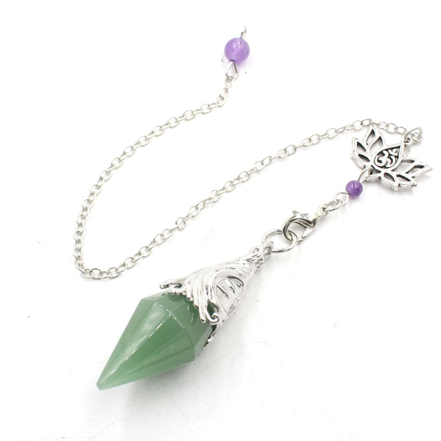 Lotus Chain Cut Pyramid Crystal Spirit Pendulum