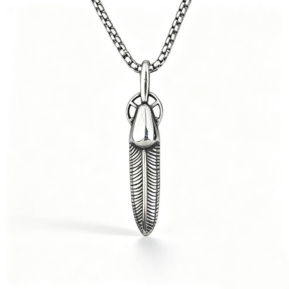 Men's Vintage Feather Pendant Necklace