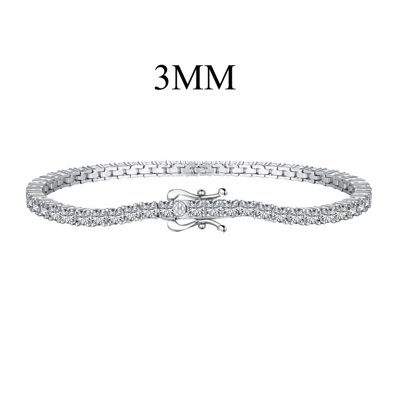 Women's S925 White Round Zirconia Fully Studded Niche Fashion Design Tennis Bracelet