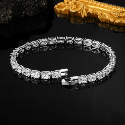 Women's 18k Gold Oval Zircon Tennis Bracelet