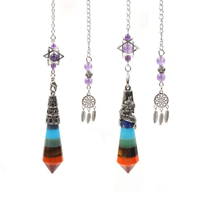 Vintage Dragon Pillar 12-Faceted Crystal Dreamcatcher Chain Spirit Pendulum