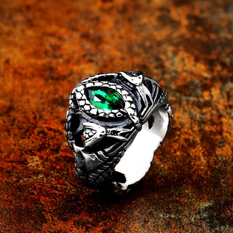 Men's Vintage Animal Snake-Shaped Stainless Steel Ring