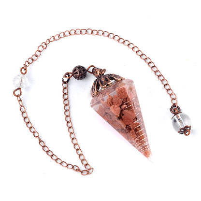 Colorful crystal clock pendulum ancient red copper flower base resin spirit pendulum