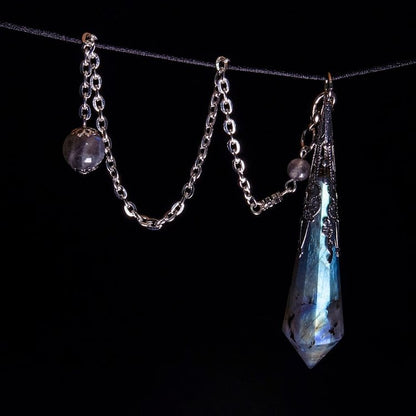 Vintage 12-Faceted Labradorite Meditation Pendulum