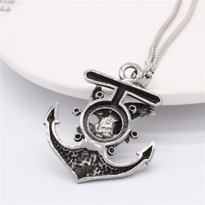 Men's Steel Eagle Anchor Pendant Necklace