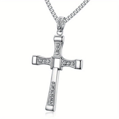 Men's Domineering Cross Zircon Pendant Necklace