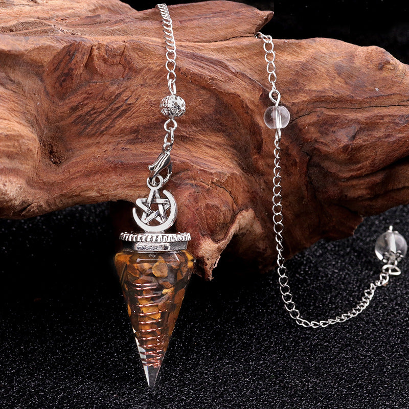 Star Moon Hexagonal Cone Crystal Resin Spirit Pendulum