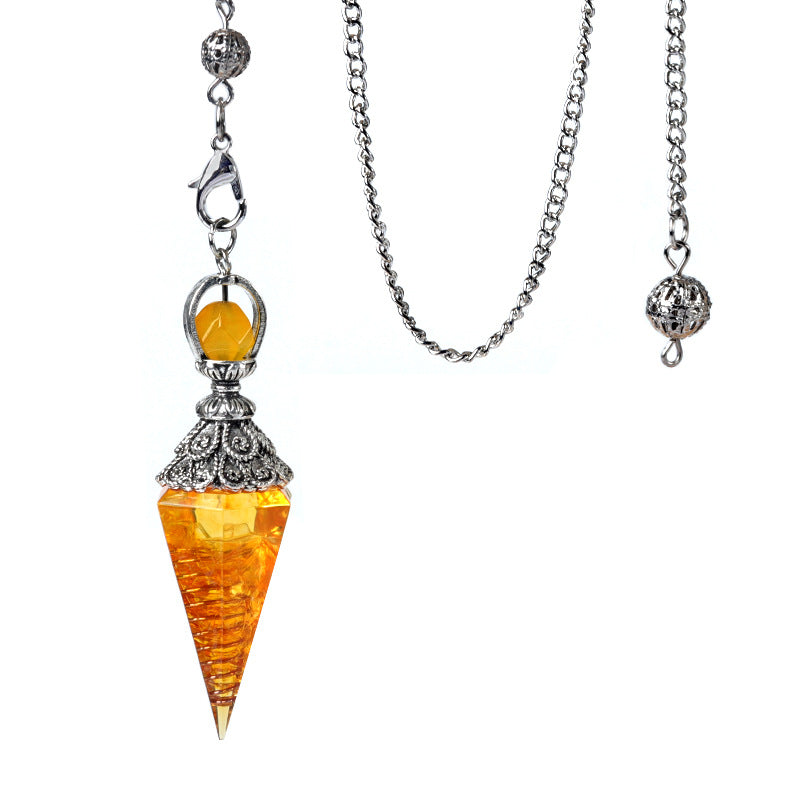 Antique silver crystal semi-precious stone multi-colored gravel resin spirit pendulum