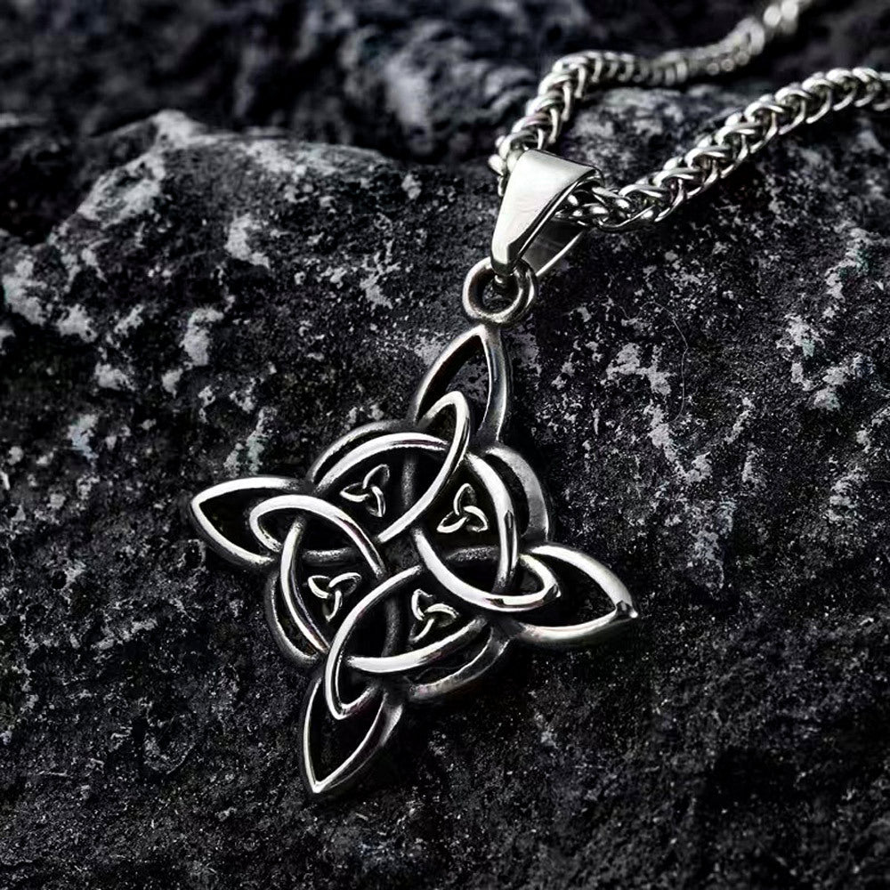 Vintage Stainless Steel Celtic Knot Pendant Necklace for Men