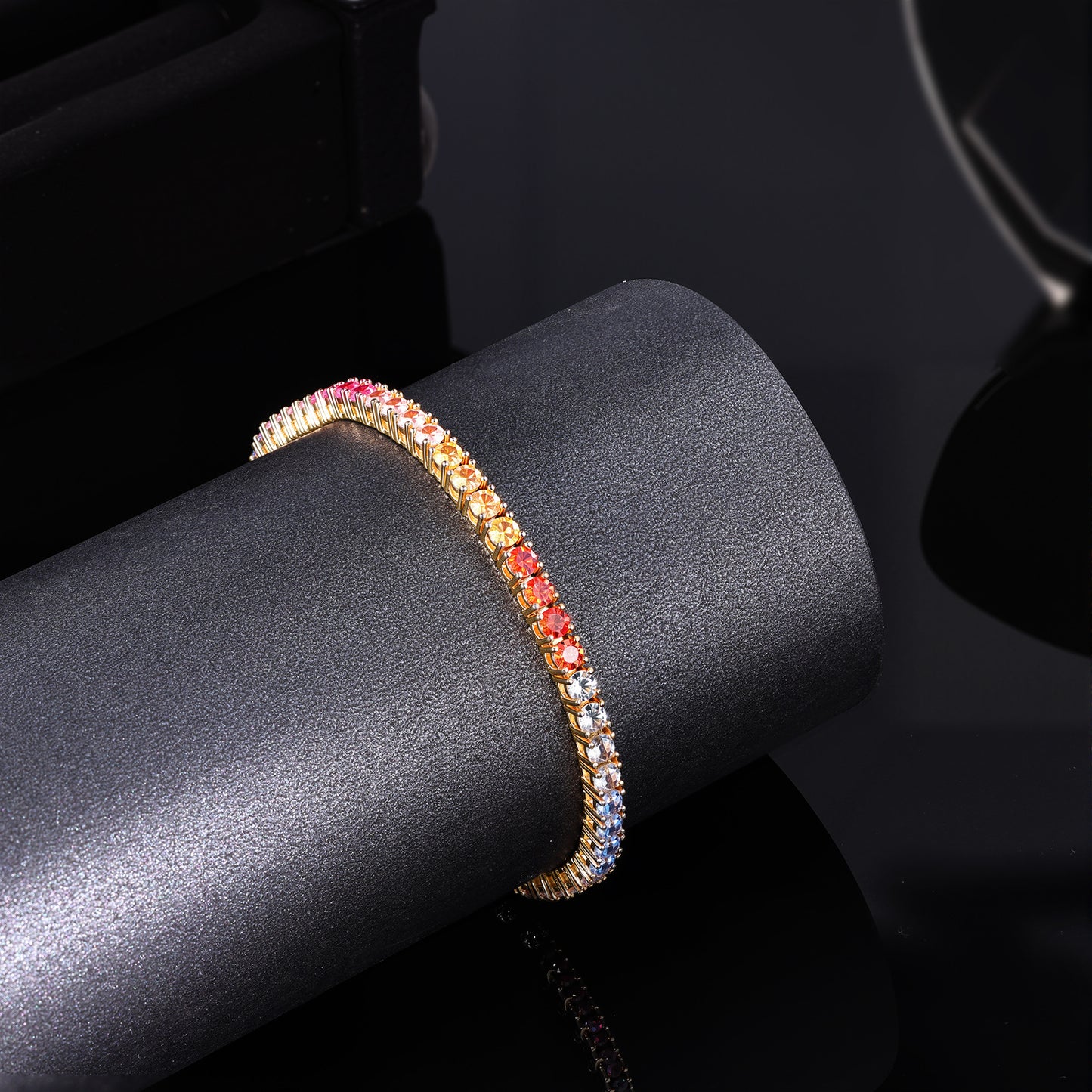 Women&Men's Hip-Hop 3mm Colored Zircon Cuban Tennis Bracelet