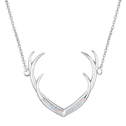 Deer Antler  Opal Necklace