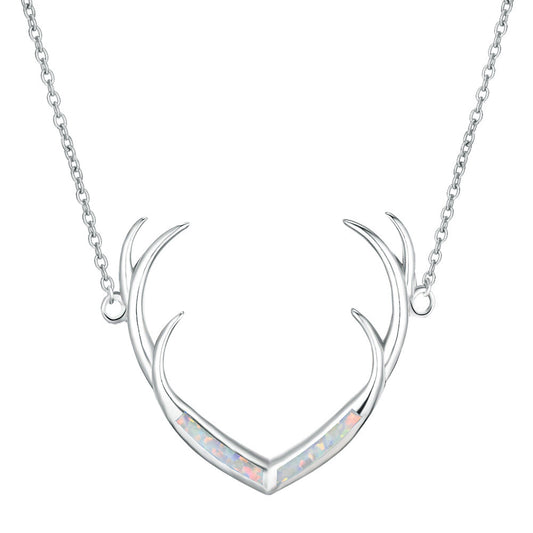 Deer Antler  Opal Necklace