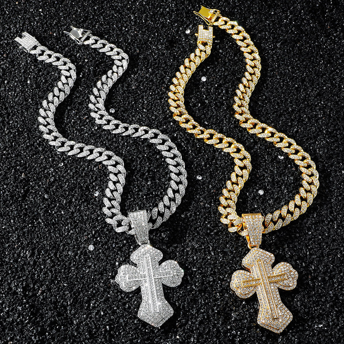 Hip-Hop Style Cross Cuban Chain Pendant Necklace