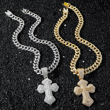 Hip-Hop Style Cross Cuban Chain Pendant Necklace