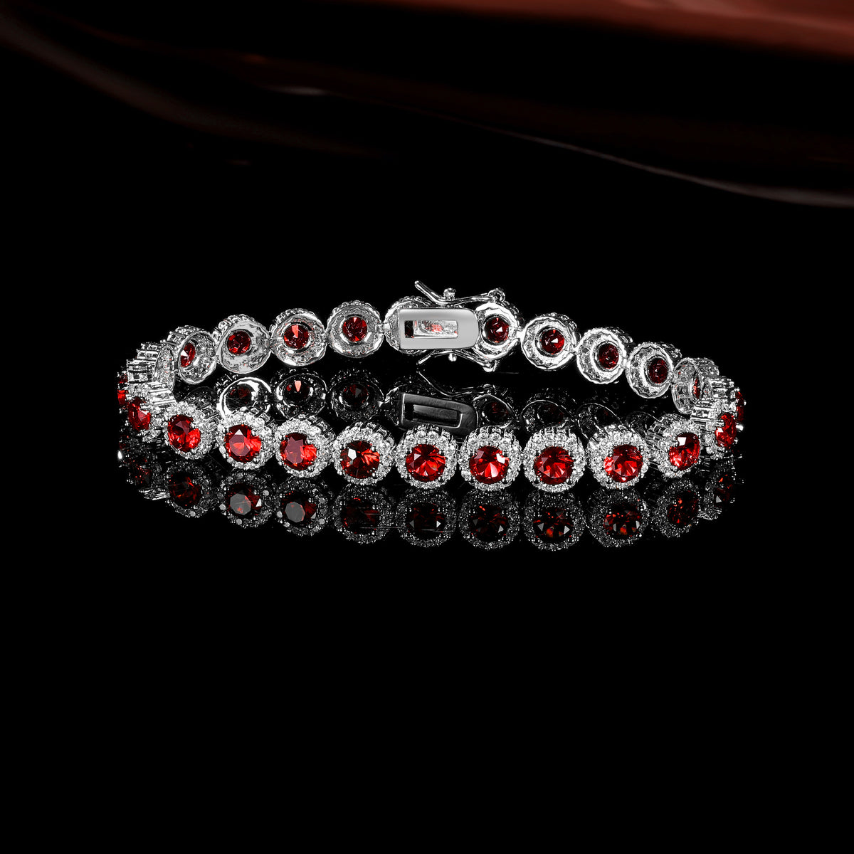 Women&Men's 8mm Cubic Zirconia-Encrusted Red And Blue Cuban Tennis Bracelet