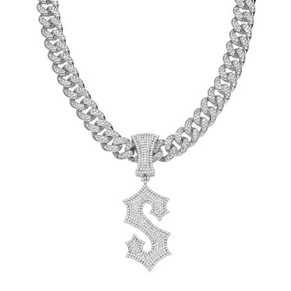 Hip-Hop English Letter S Cuban Chain Pendant Necklace