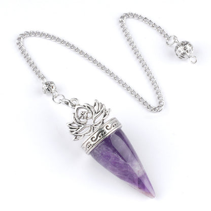 Ancient silver lotus cone meditation yoga crystal spirit pendulum