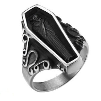 Men's Dark Retro Skull Series Zombie Coffin Resin Ring