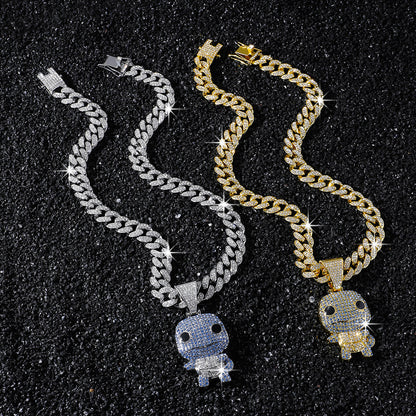Hip-Hop Cartoon Animal Turtle Cuban Chain Pendant Necklace