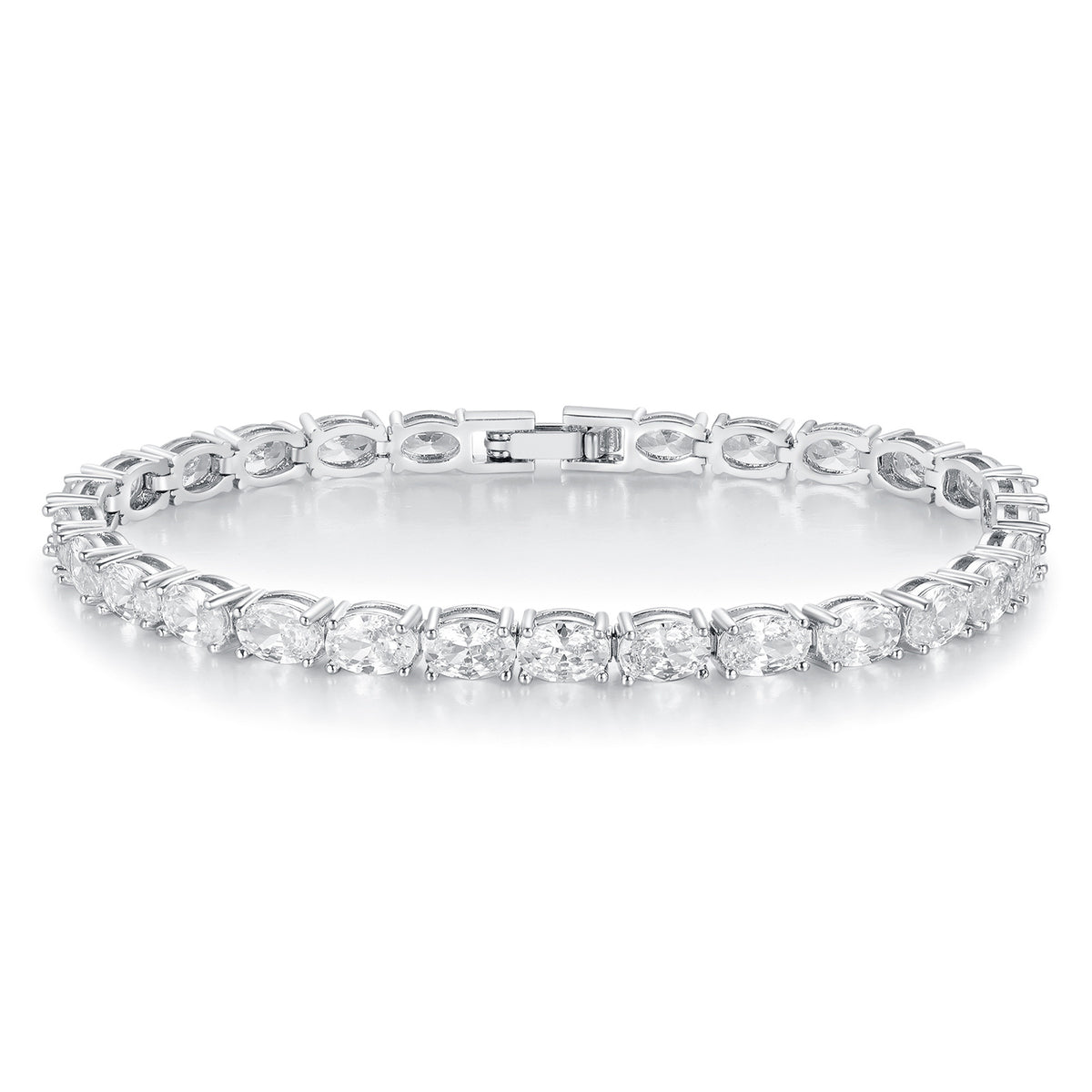 Women's 18k Gold Oval Zircon Tennis Bracelet
