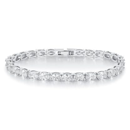 Women's 18k Gold Oval Zircon Tennis Bracelet