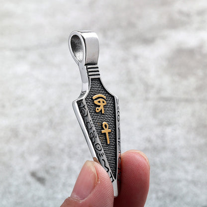 Vintage Stainless Steel Single Sided Egyptian Symbol Arrow Pendant Necklace for Men