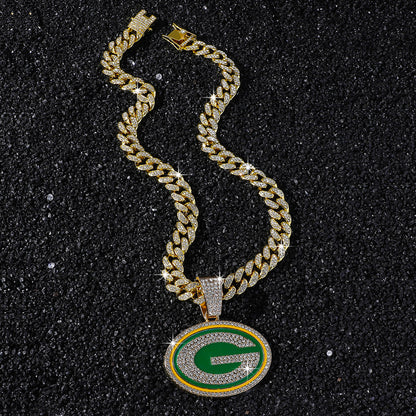 Hip-Hop Letter G Football Team Logo Cuban Chain Pendant Necklace