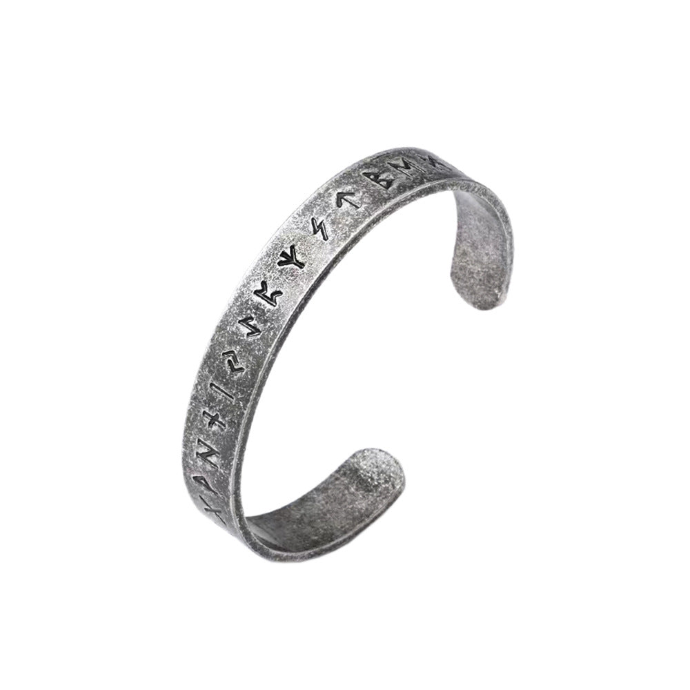 Men's Retro Viking Rune Open Cuff Bracelet