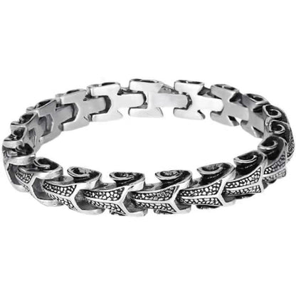 Men's Retro Fishbone Textured Curb Bracelet