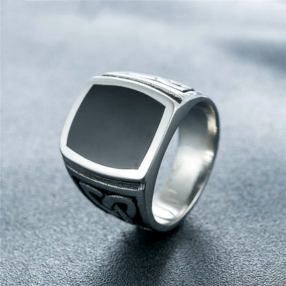 Vintage Solid Stainless Steel Viking Celtic Knot Resin Inlaid Ring for Men