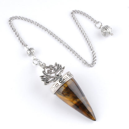 Ancient silver lotus cone meditation yoga crystal spirit pendulum